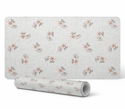 Antislip bureauonderlegger met delicate retro bloemenprint 90x45 cm