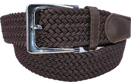 Coffee - Elastische Comfort Riem - maat 110 - Gevlochten - 100% Elastisch - Nikkelvrije Gesp
