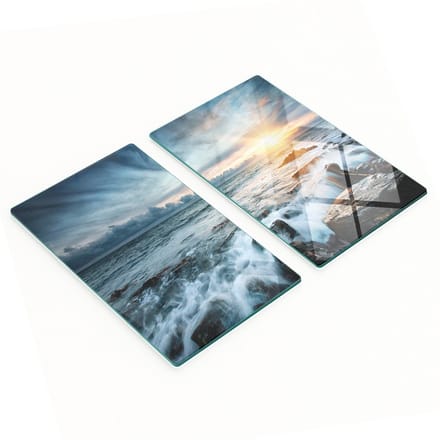Multifunctionele decoratieve glazen keukenplanken Sea Storm 2x30x52 cm