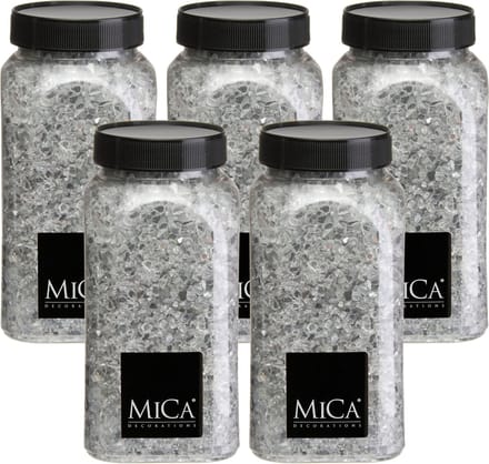 Mica Decorations decoratie stenen / granulaat - 5x - 650 ml - 1-2 mm - spiegel glas - siergrind