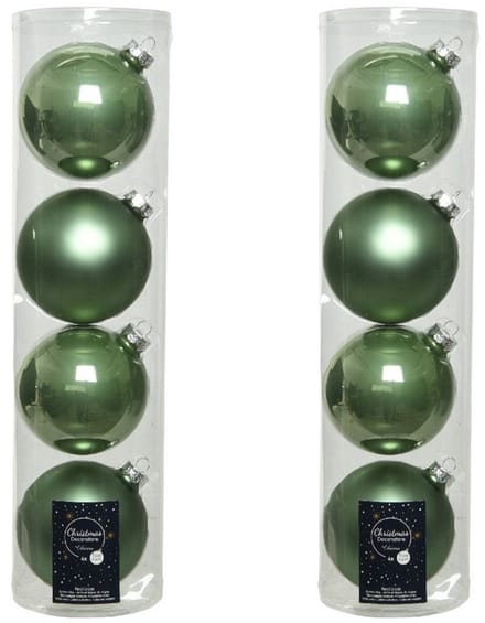 Decoris kerstballen - 8x st - salie groen - D10 cm - glas - kerstversiering