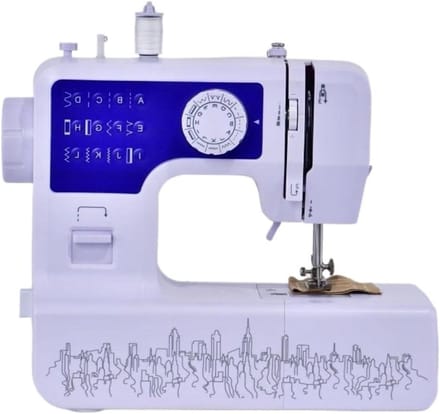 Mini Naaimachine - Elektrische Stikmachine - Thuis Knutselen - 4-6 Laags Stof - Compact Ontwerp - Blauw