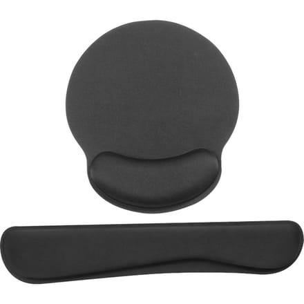 Ensemble de repose-poignets pour clavier et souris en mousse à mémoire de forme avec tissu Lycra antidérapant noir