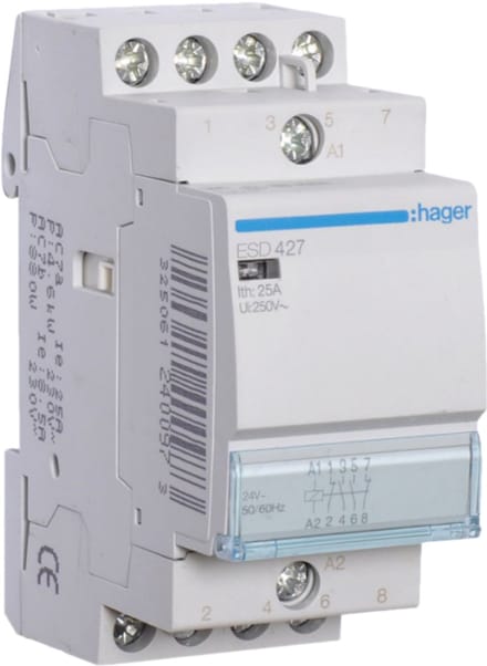 Hager Relais 25a 4no 24vac 2m