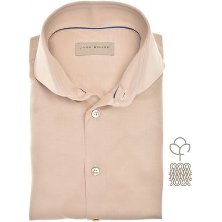 John Miller Overhemd Fine Tricot Cotton Stretch Licht Bruin / male
