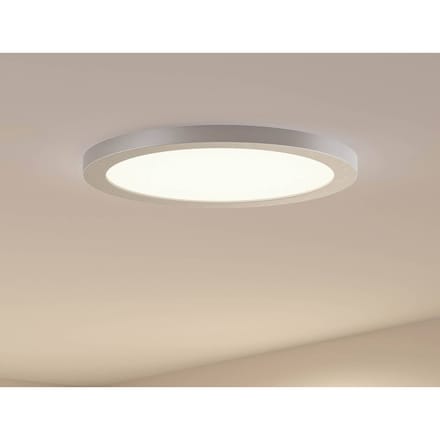 Prios LED plafondlamp Aureka, Ø 33 cm, zilver, metaal