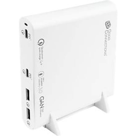 Good Connections USB desktop snellaadstation, met GaN-technologie, 4-poorts, 2 x USB-C + 2 x USB-A, vermogen 120 W, wit
