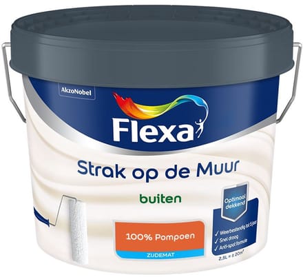 Flexa - Strak Op De Muur Buiten Zijdemat - 100% Pompoen - Mengverf - 2,5 L
