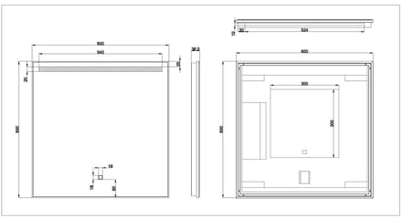 Wiesbaden Ambi one spiegel vierkant met LED, dimbaar en spiegelverwarming 60 x 60 cm