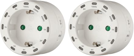 Benson Tijdschakelaar rond - 2x - programmeerbaar tot 9 uur - 2800W - 230 Volt