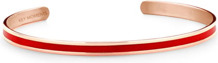 Key Moments 8KM-B00545 Stalen Open Bangle - One-size (60 x 50 x 4 mm) - Roségoudkleurig / Rood