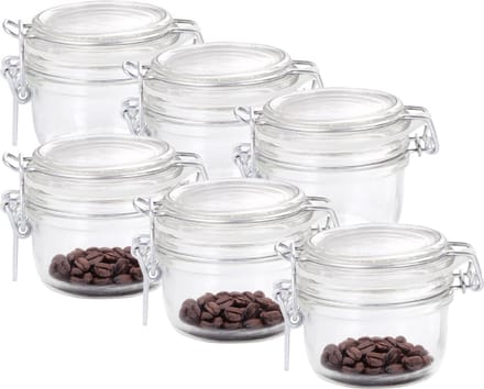 Bormioli Rocco Voorraad/weckpot - 6x - glas - transparant - 8 x 7 cm - 125 ml