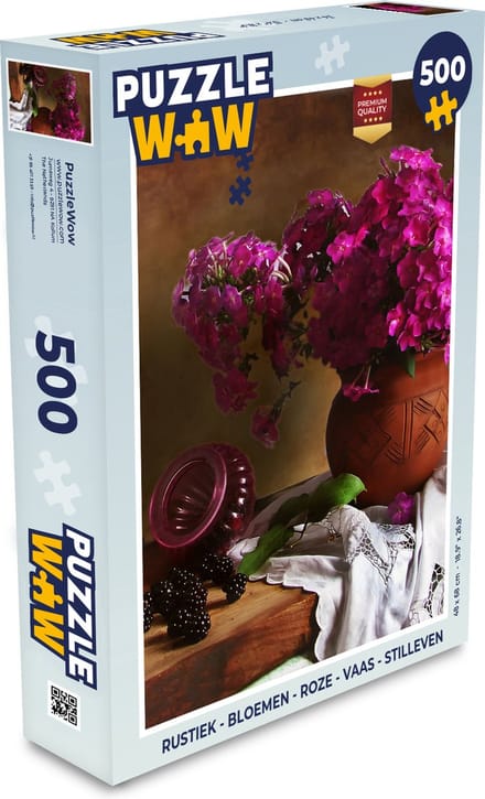 Puzzel Rustiek - Bloemen - Roze - Vaas - Stilleven - Legpuzzel - Puzzel 500 stukjes