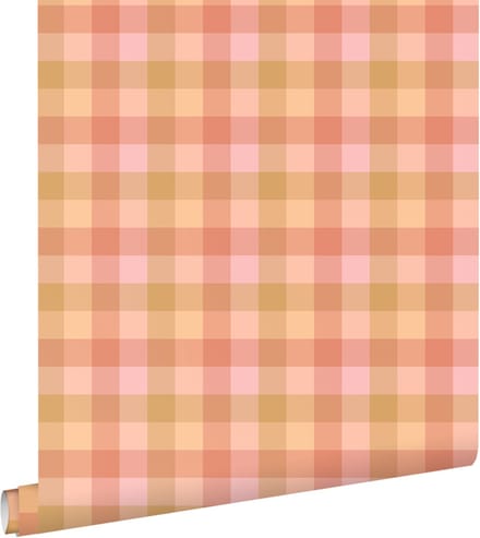 ESTAhome behang ruiten roze en groen - 50 x 900 cm - 132068