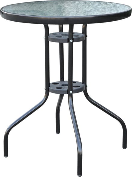 Outsunny balkontafel - rond - veiligheidsglas - ∅60x70cm - zwart