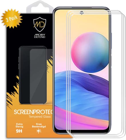 3-Pack MobyDefend Screenprotectors - Geschikt voor Xiaomi Redmi Note 10 5G - Case-Friendly Screensavers - Gehard Glas