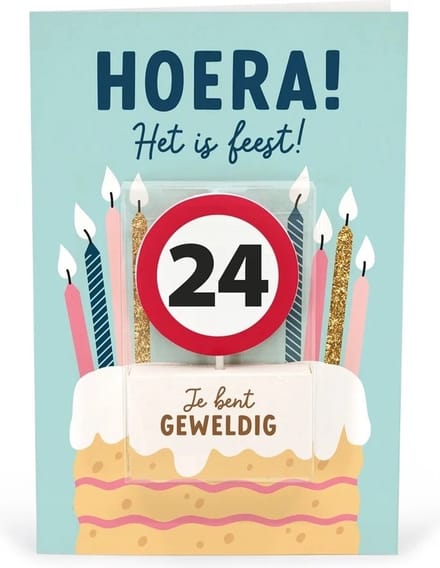 Verjaardagskaart met kaars | 24 jaar | Je bent geweldig