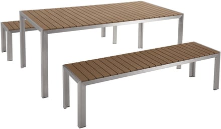 NARDO - Tuinset voor 6 - Lichte houtkleur - Kunsthout