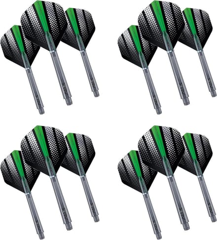 Dart Flights en Stems - Dart Accessoires Combo - Darts Spelen - Hardcore Green Flash Design - 4 Sets - Groen