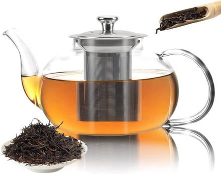Glazen Theepot met Filter (RVS) - 1.2 Liter - Thee Infuser – Borosilicaat
