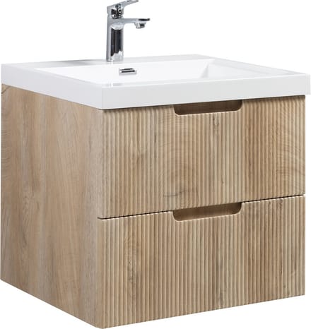 Badplaats Badkamermeubel Set Thermis 60 cm – Licht Eiken – Badmeubel met Wastafel