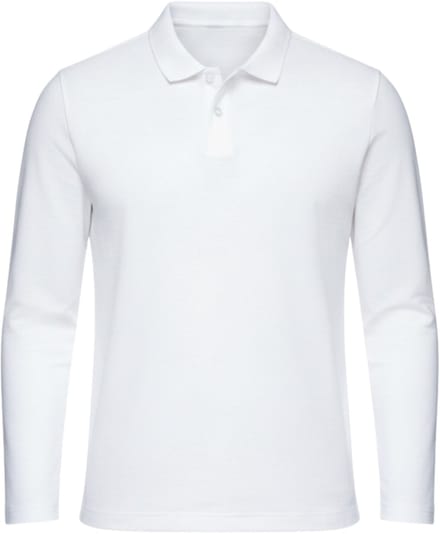 OMBRE Polo - Regular Fit - Katoen - Lange Mouw Wit M