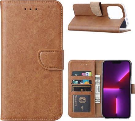 Hoesje Geschikt voor iPhone 14 Plus portemonnee Bookcase – Bruin