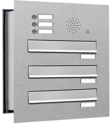 Inbouw met intercom 3 adressen_Brievenbus met intercompaneel inbouw_3_adressen__RVS