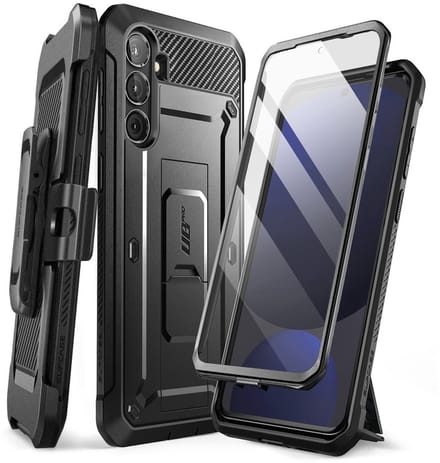 Supcase 360 Backcase hoesje met screenprotector geschikt voor Samsung Galaxy S24 FE - Zwart