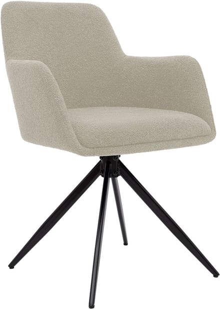 CLP Olema Eetkamerstoel - draaibaar - met armleuning - metalen frame - Teddy Stof/taupe