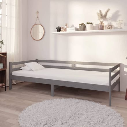 vidaXL - Slaapbank - massief - grenenhout - grijs - 90x200 - cm
