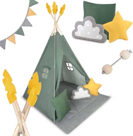 Speeltent Tipi – Montessori – Katoen – Inclusief Mat & Kussens