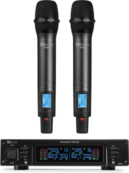 Power Dynamics PD220 UHF microfoonsysteem met 2 draadloze microfoons - 2x 80 kanalen - Met koffer