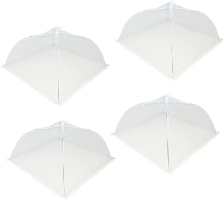 Benson Voedselkap - 4x - 43 x 43 cm - wit - kant - opvouwbare vliegenkap