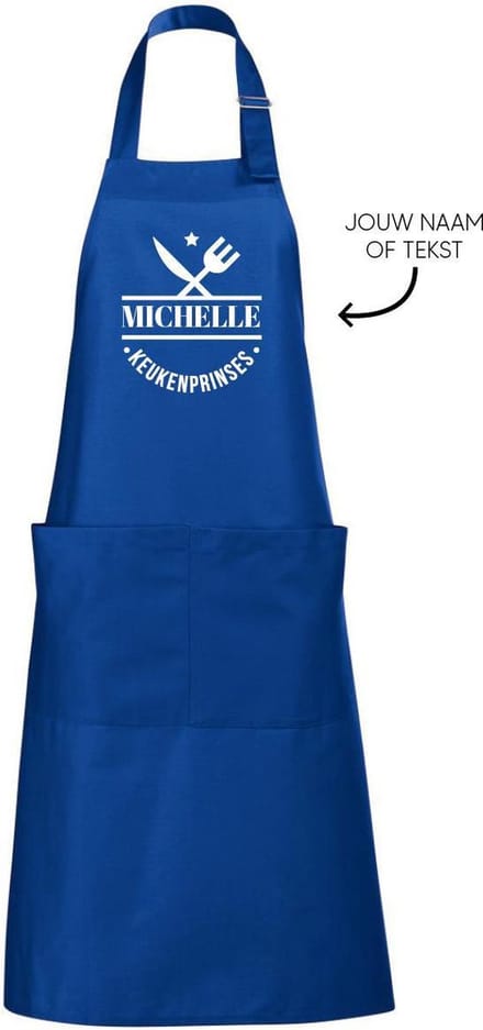 Keukenschort blauw / Bbqschort met naam / Kookschort met eigen tekst