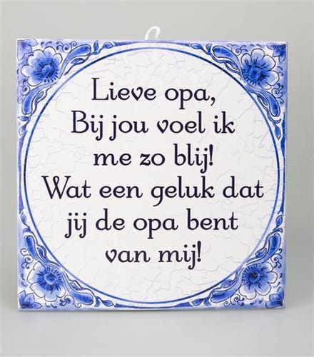Benza - Delfts Blauwe Spreukentegel -Erelid in de club van nu al 70 oldtimers