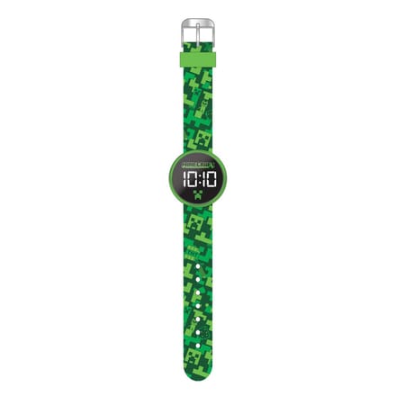 Accutime Minecraft horloge LED rond met verwisselbare batterij.