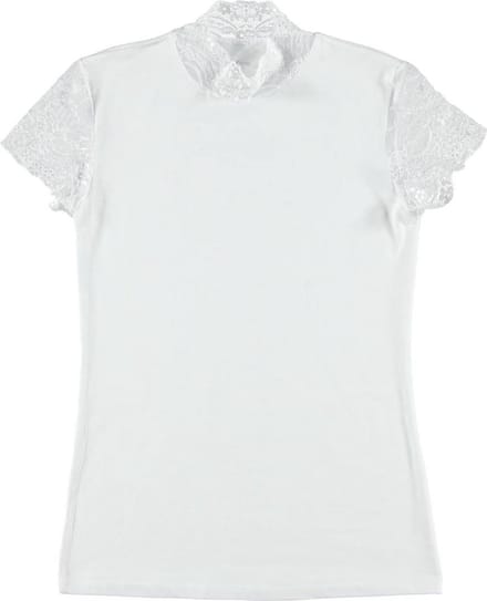 Shirt Met Kanten Mouwtjes - Wit