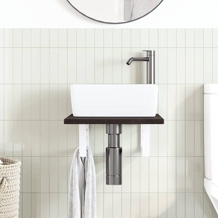 vidaXL - Badkamer - wandschap - staal - en - massief - eikenhout