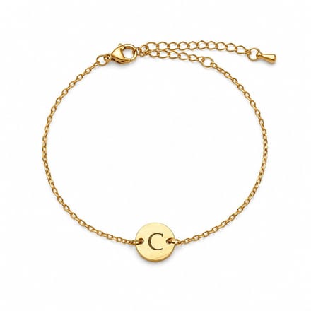 Minimalistische Initiaal Munt Armband Goud
