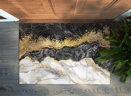 Coloray Deurmat voor binnen - Gouden Wasbare Deurmat - Gouden Marmer Schoonloopmat - Antislip Onderkant Deurmat - Deurmat Met Print - 90x60 cm