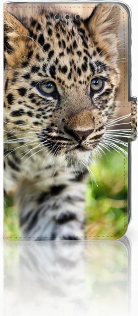 Book Case voor Apple iPhone Xr Telefoonhoesje met Pasjes Baby Luipaard