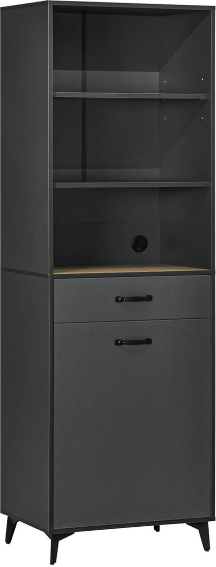 HOMCOM Keukenvoorraadkast - Spaanplaat - 60x42x180cm - Grijs