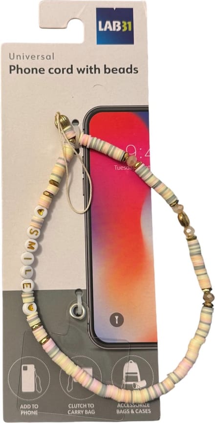 Telefoonkoord met kralen - Phone cord with beads