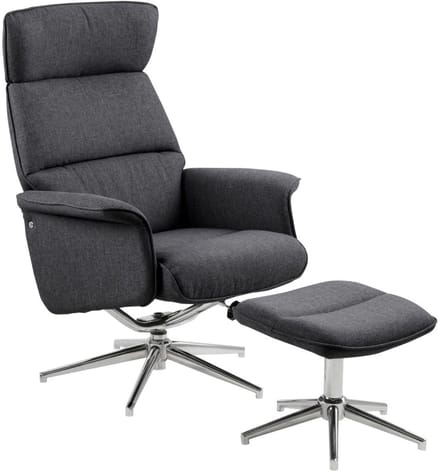 Fauteuil Alura grijs relaxfauteuil met voetenbank