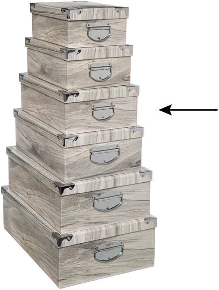 5Five Opbergdoos/box - 4x - Houtprint licht - L36 x B24.5 x H12.5 cm - Stevig karton - Treebox