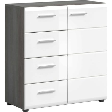 Salsa ladekast wit hoogglans MDF TZ rook zilver NB - 37x80x85cm