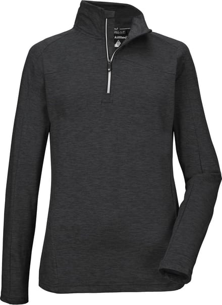 Killtec dames skipully - ski pulli dames 38601 - zwart gemeleerd - korte rits - maat 44