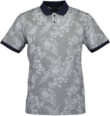 Blue Seven - Polo 321172 blauw/grijs print KM - maat M