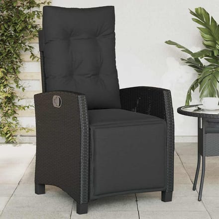 vidaXL - Tuinstoelen - 2 - st - verstelbaar - met - voetensteun - poly - rattan - zwart